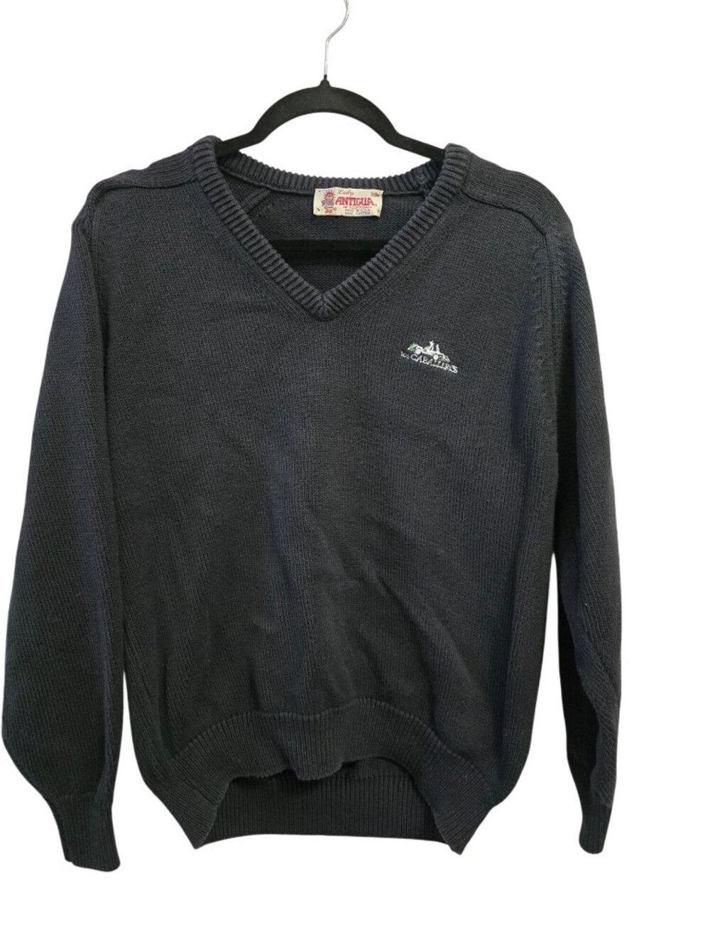 Vintage Lady Antigua Los Caballeros Golf Golf Sweater V-Neck Size 38 Made In USA